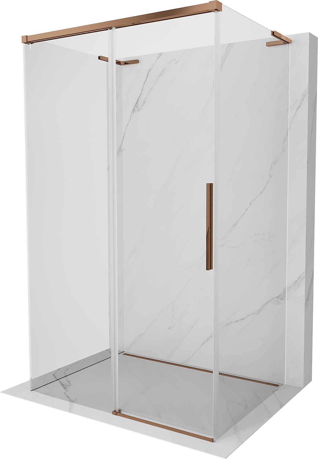 Mexen Rox-3S L kabina prysznicowa 3-ścienna rozsuwana 140 x 95 cm, transparent, różowe złoto - 8C2L-140-095-60-00-3S